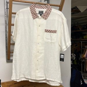 Brixton Bunker SS Woven Off White Medium